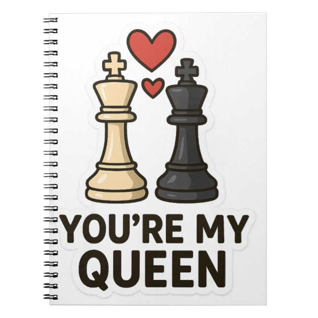  Chess Love Sticker – Black & White Kings Notebook (Front)