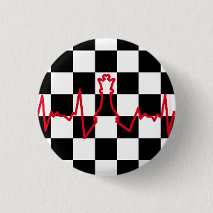 Chess Lover Heart Beat Pulse Queen Game Piece Button