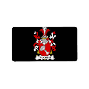 Chess Lover Truchess Coat of Arms - Family Crest Label