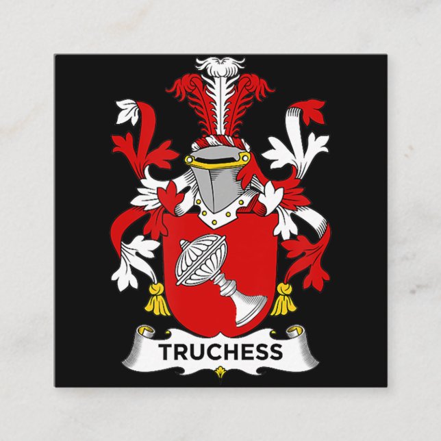 Chess Lover | Truchess Coat of Arms - Family Crest Square Business Card (Front)