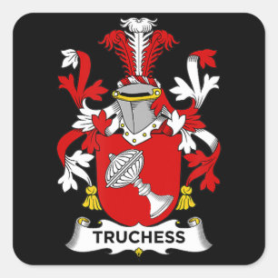 Chess Lover Truchess Coat of Arms - Family Crest Square Sticker