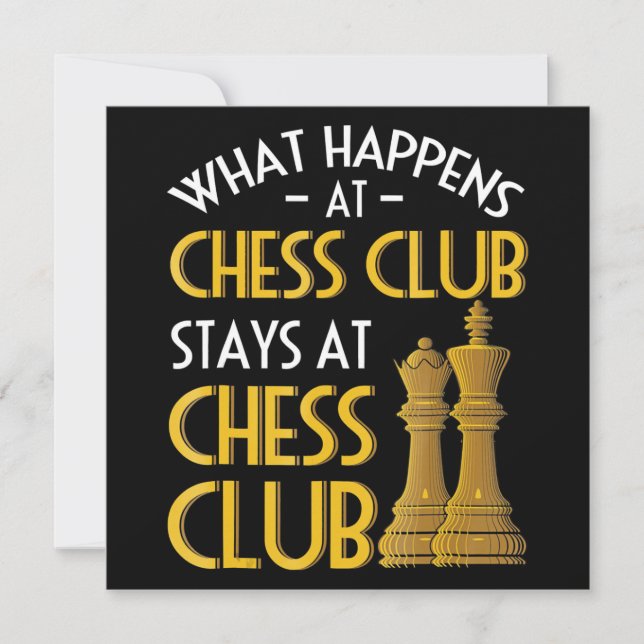 Chess Lover | What Happens At Chess Club Humor Invitation (Front)
