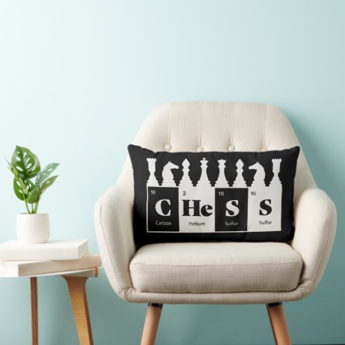 Chess Made of Elements Graphic Chess Pieces Design Lumbar Pillow