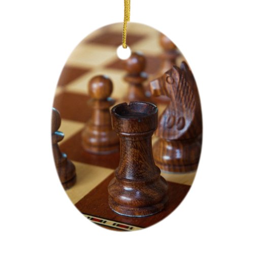 Chess Mahogany Ceramic Ornament