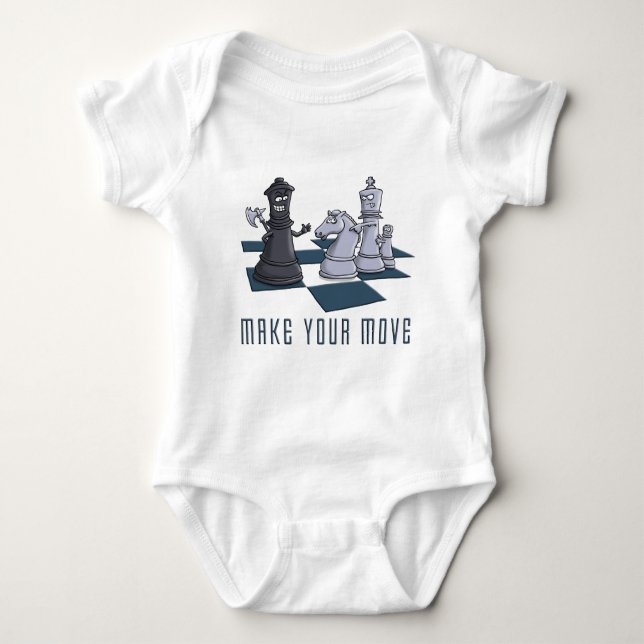 chess, make a move baby bodysuit (Front)