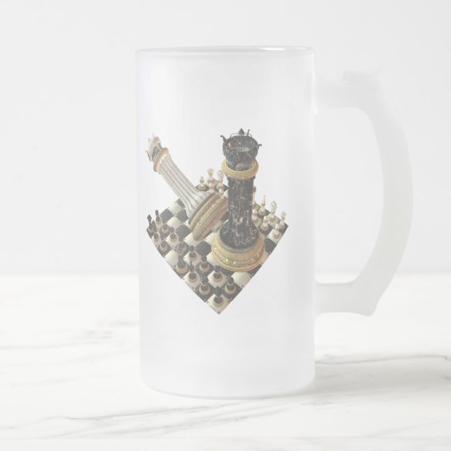 Chess Maniac Frosted Glass Beer Mug (Right)