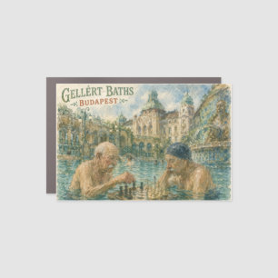 Chess match Gellert Baths Budapest Hungary Car Magnet