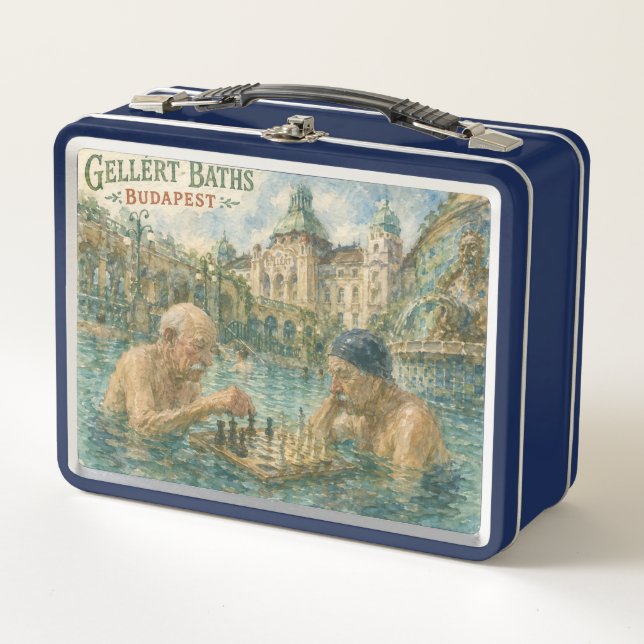 Chess match Gellert Baths Budapest Hungary Metal Lunch Box (Front)