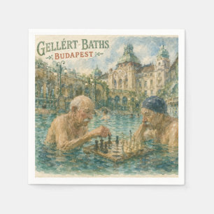 Chess match Gellert Baths Budapest Hungary Napkins