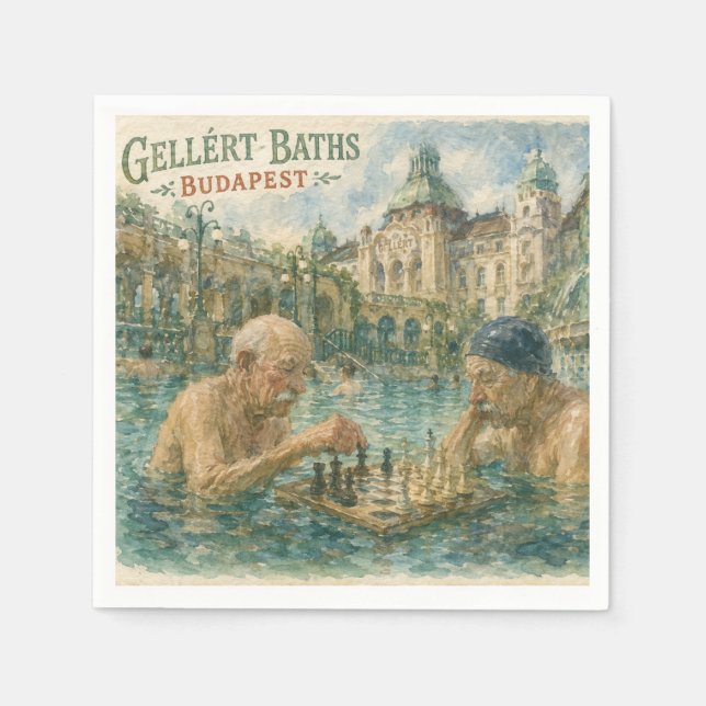 Chess match Gellert Baths Budapest Hungary Napkins (Front)