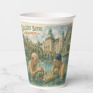 Chess match Gellert Baths Budapest Hungary Paper Cups