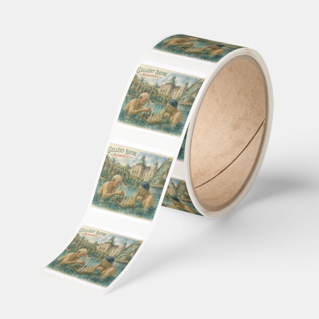 Chess match Gellert Baths Budapest Hungary Square Sticker (Roll)