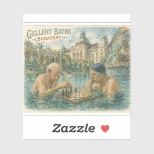Chess match Gellert Baths Budapest Hungary Sticker