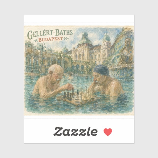 Chess match Gellert Baths Budapest Hungary Sticker (Sheet)