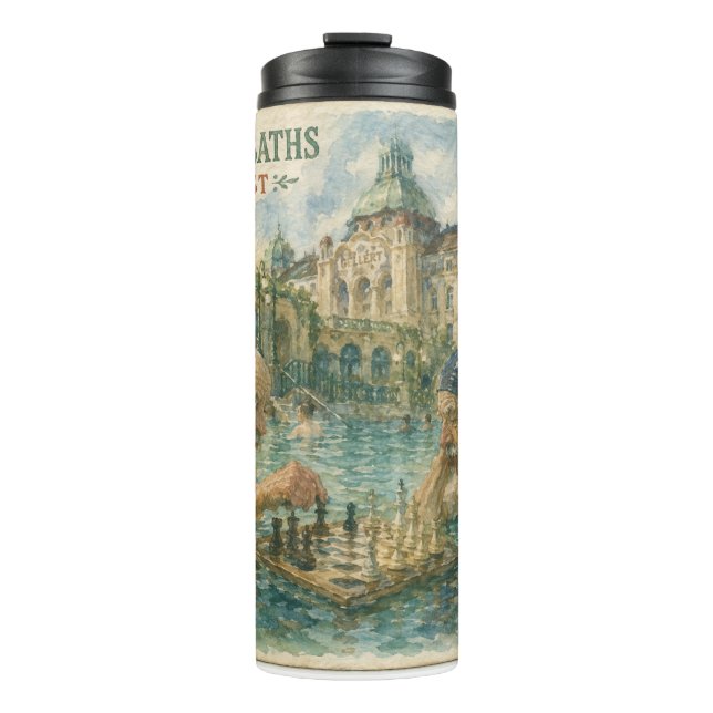 Chess match Gellert Baths Budapest Hungary Thermal Tumbler (Front)