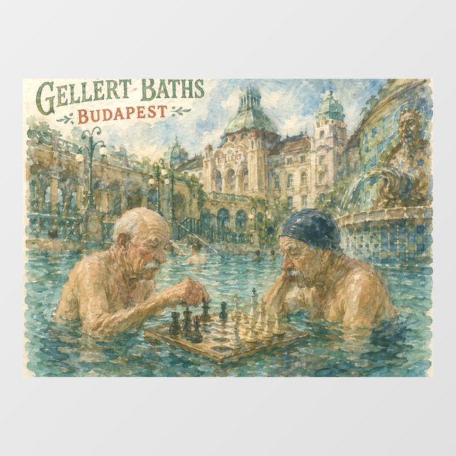Chess match Gellert Baths Budapest Hungary Window Cling (Sheet)