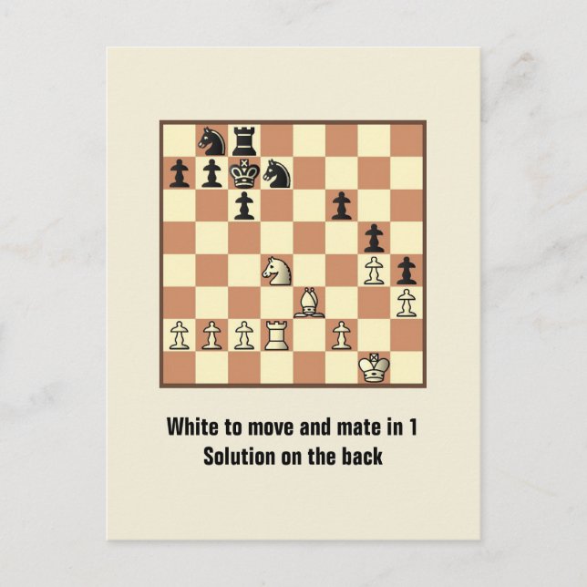 Chess Mate In 1 Puzzle #3 Postcard (Front)