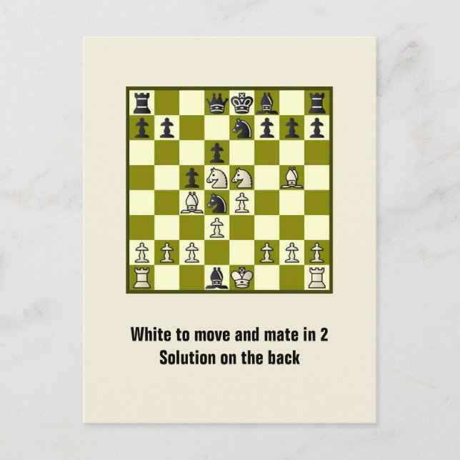 Chess Mate In 2 Puzzle #2 Postcard (Front)