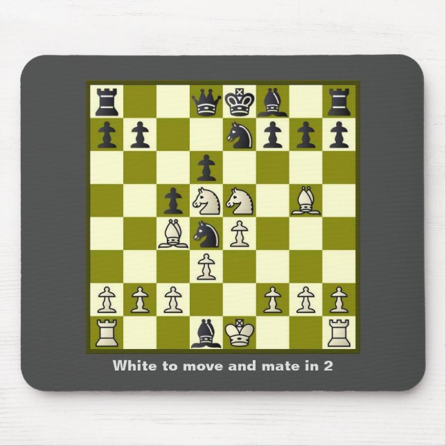 Chess Mate In 2 Puzzle #2 Stretched Canvas Print Mouse Pad (Front)