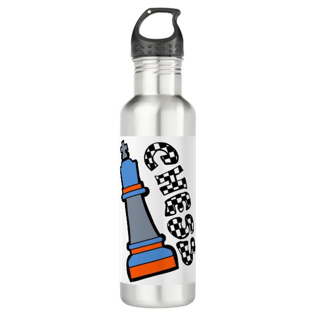 chess men stainless steel water bottle (Front)