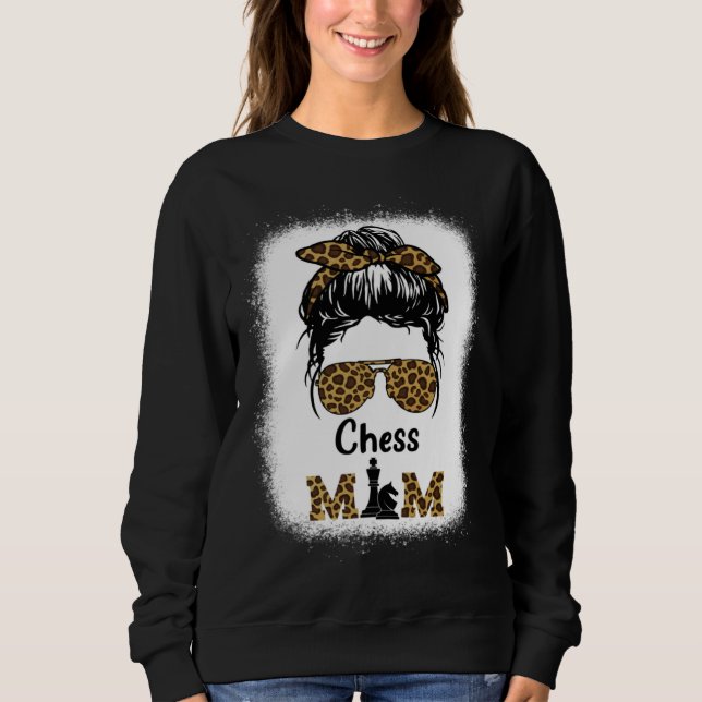 Chess Mom Bleached Leopard Print Women Chess Sweatshirt (Front)
