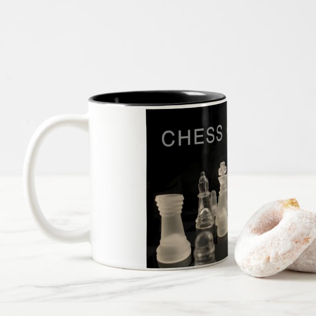 Chess mug in black and white. (With Donut)