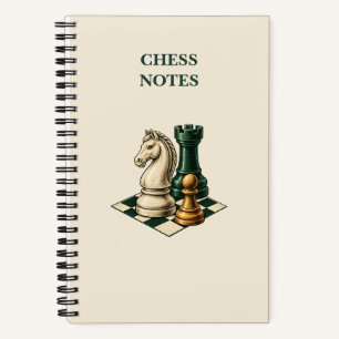 Chess Notes Ivory Knight and Green Rook Notebook