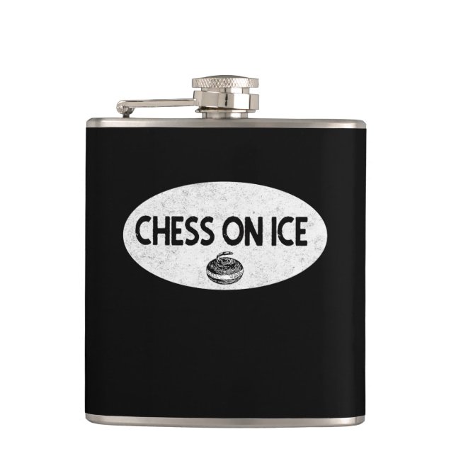Chess on Ice Curling Flask (Front)