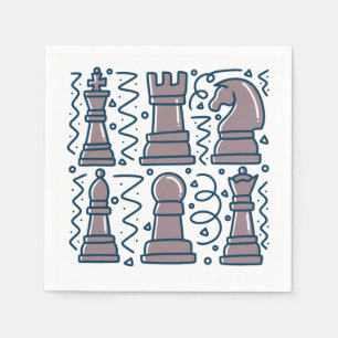 Chess Paper Napkins, Checkered Board Game Party Napkins