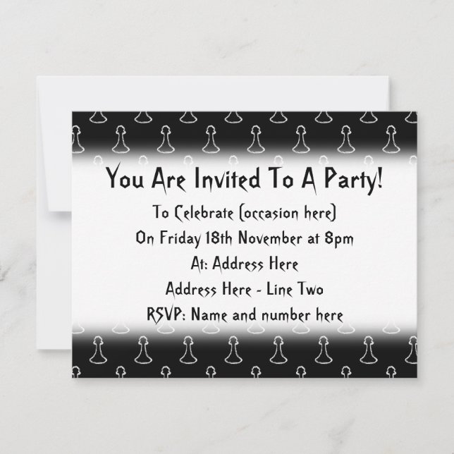 Chess Pattern in Black and White. Invitation (Front)