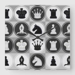 Chess Pattern Square Wall Clock