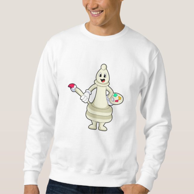 Chess piece Bishop as Painter with Brush & Colour Sweatshirt (Front)