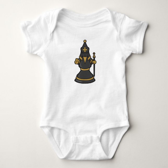 Chess piece Bishop at Chess with Staff Baby Bodysuit (Front)