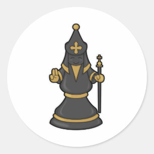 Chess piece Bishop at Chess with Staff Classic Round Sticker