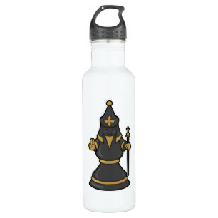Chess piece Bishop at Chess with Staff Stainless Steel Water Bottle