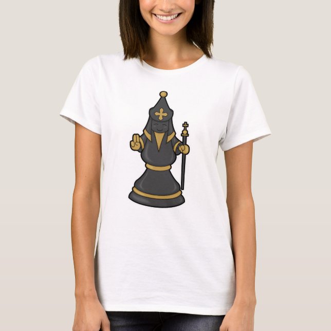 Chess piece Bishop at Chess with Staff T-Shirt (Front)