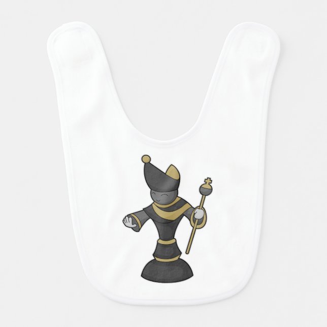 Chess piece Bishop Staff Chess Baby Bib (Front)