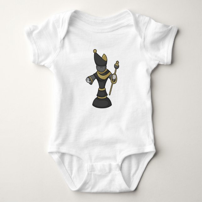 Chess piece Bishop Staff Chess Baby Bodysuit (Front)