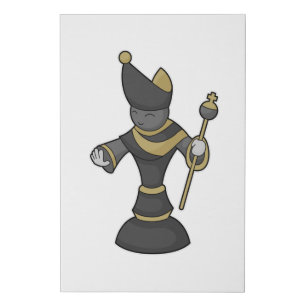 Chess piece Bishop Staff Chess Faux Canvas Print
