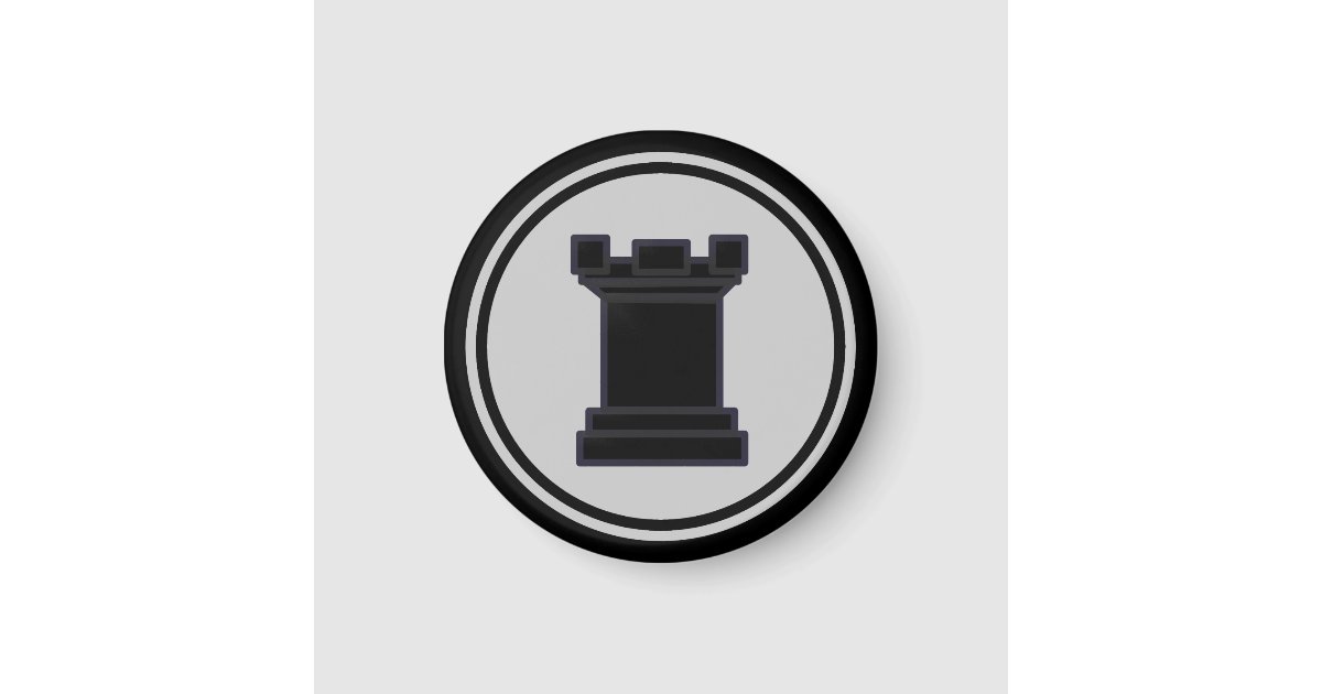 Black Rook Chess Piece Button