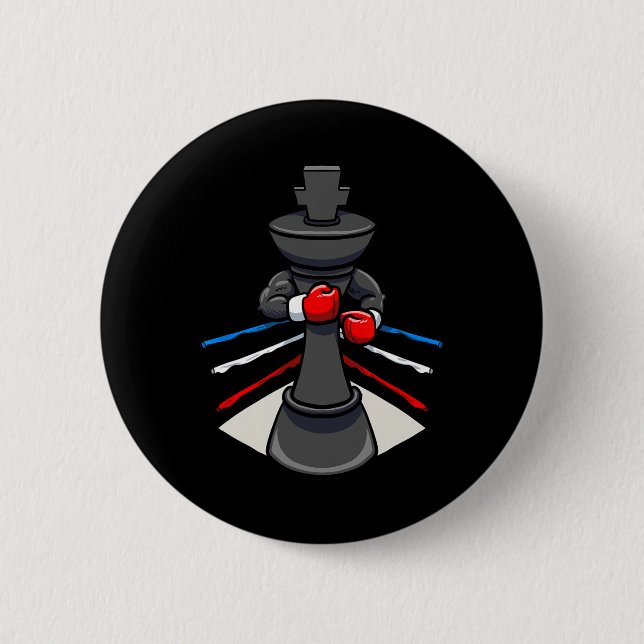 Chess Piece Boxer Boxing Gloves King  Button (Front)