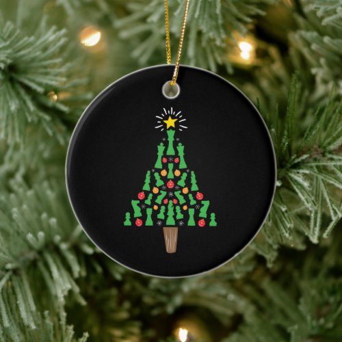 Chess Piece Christmas Tree Ceramic Ornament