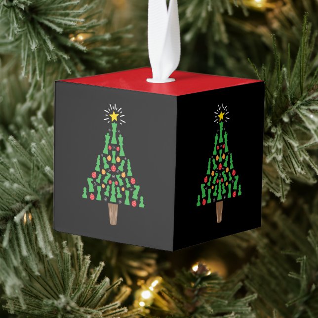 Chess Piece Christmas Tree Cube Ornament (Tree)