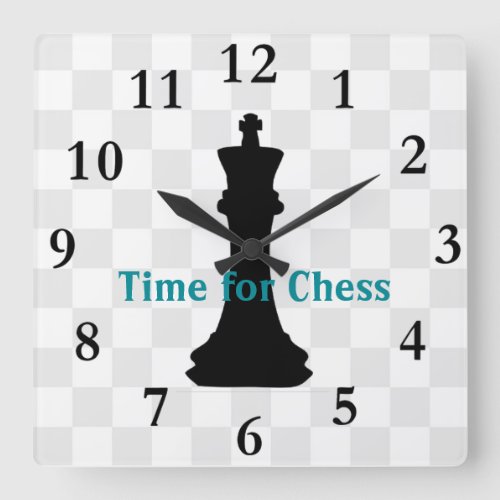 Chess Piece Design Square Wall Clock