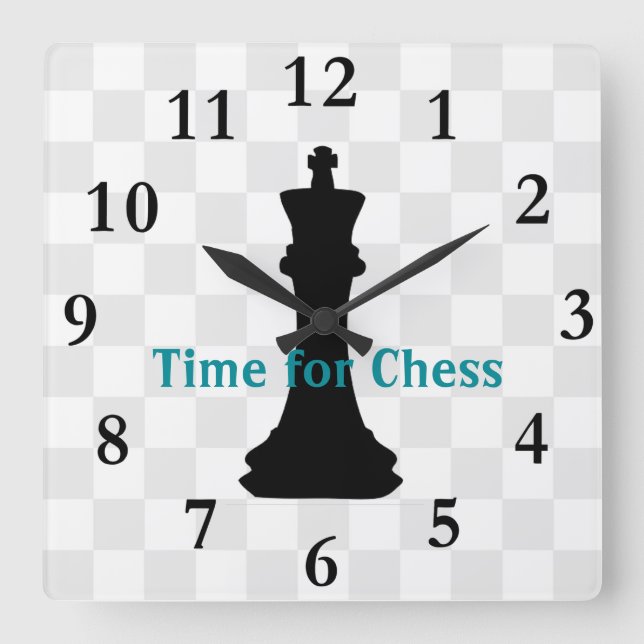 Chess Piece Design Square Wall Clock (Front)