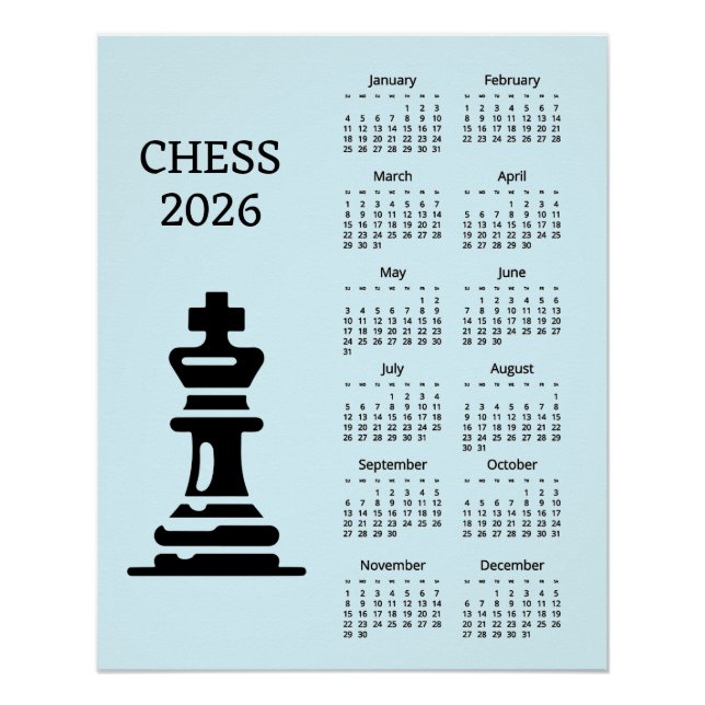 Chess Piece King 2026 Calendar Poster (Front)