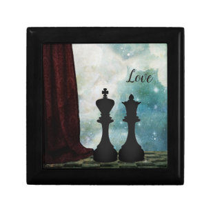 Chess Piece King and Queen Love Couples Gift Box