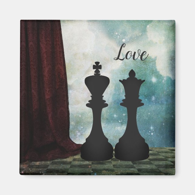 Chess Piece King and Queen Love Couples Magnet (Front)