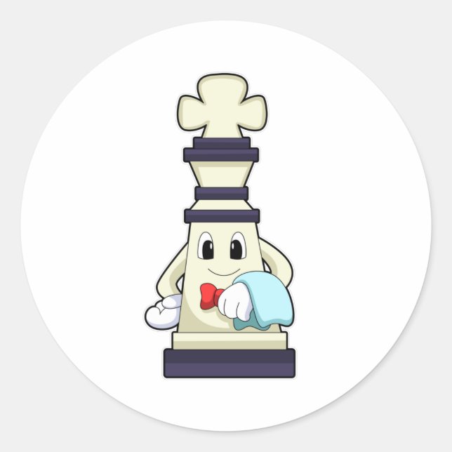 Chess piece King as Waiter with Towel Classic Round Sticker (Front)