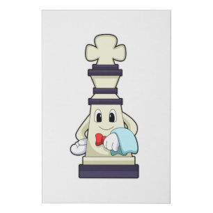 Chess piece King as Waiter with Towel Faux Canvas Print